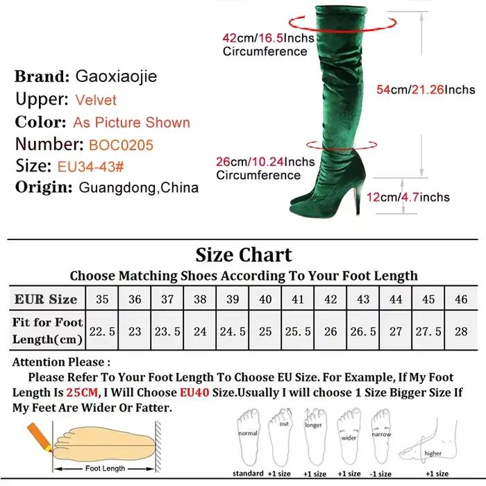 Bottes longues en velours pour femmes, bout pointu, talons aiguilles, grande taille, cuissardes élastiques, nouvelles bottes modernes pour printemps-automne 2024