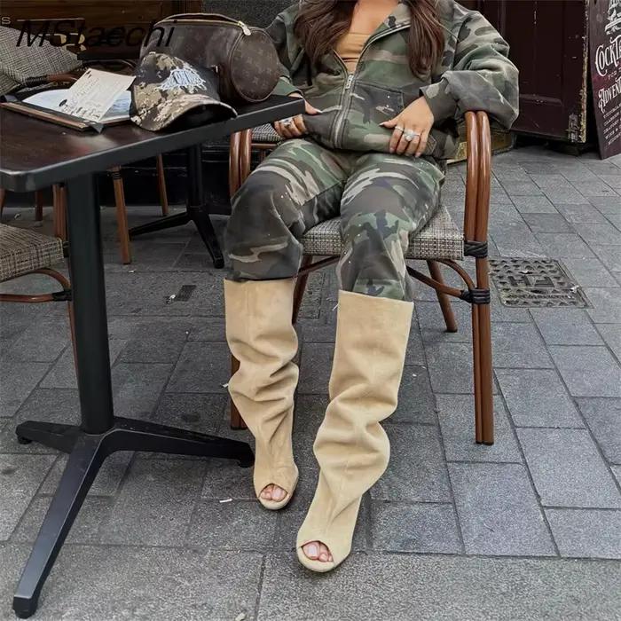 Bottes hautes à bouche de poisson pour femmes