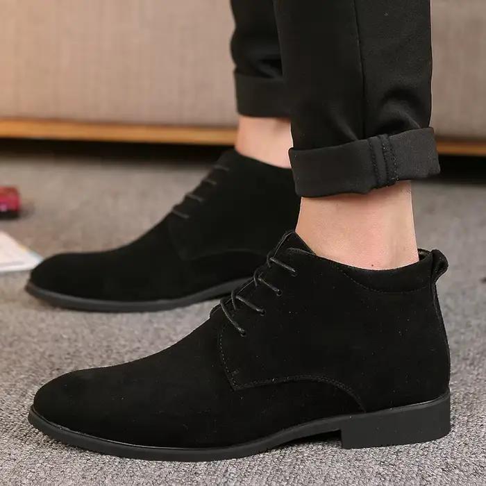 Bottes d'hiver chaudes en daim pour hommes