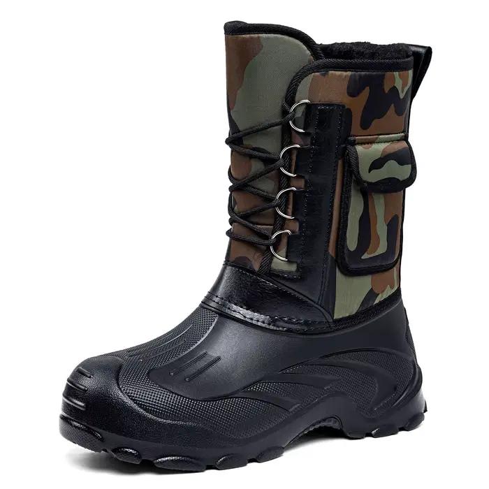 Bottes de neige montantes doublées de polaire épaisse pour hommes imperméables antidérapantes décontractées à talons plats pour l'hiver occasions spéciales
