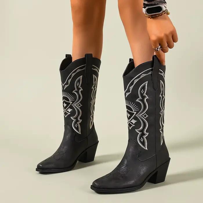 Bottes Western mi-mollet à bout carré