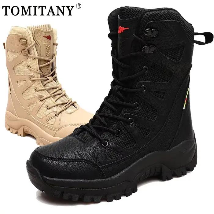 Bottines militaires en cuir pour hommes