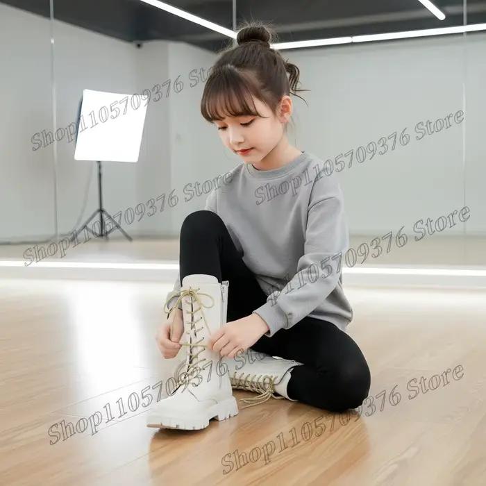 Bottes longues tendance pour filles, couleur unie simple, semelle souple, en cuir de qualité supérieure, confortables pour l'équitation et le quotidien