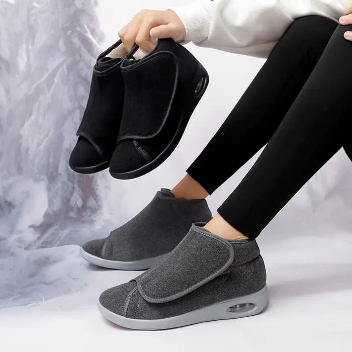Femmes bottes chaudes hiver velours orthopédie pieds larges chaussures gonflées