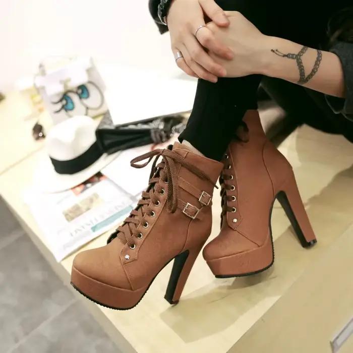 Populaire européen américain cerclage femmes botte mode bottine à talons hauts