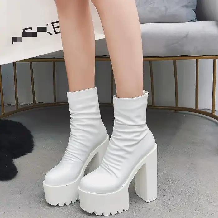 2025 hiver femmes bottes imperméable plate-forme superficie pliable fermeture éclair talon épais