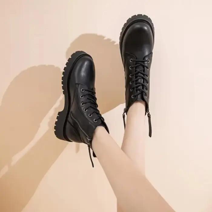 Bottines en cuir véritable pour femmes
