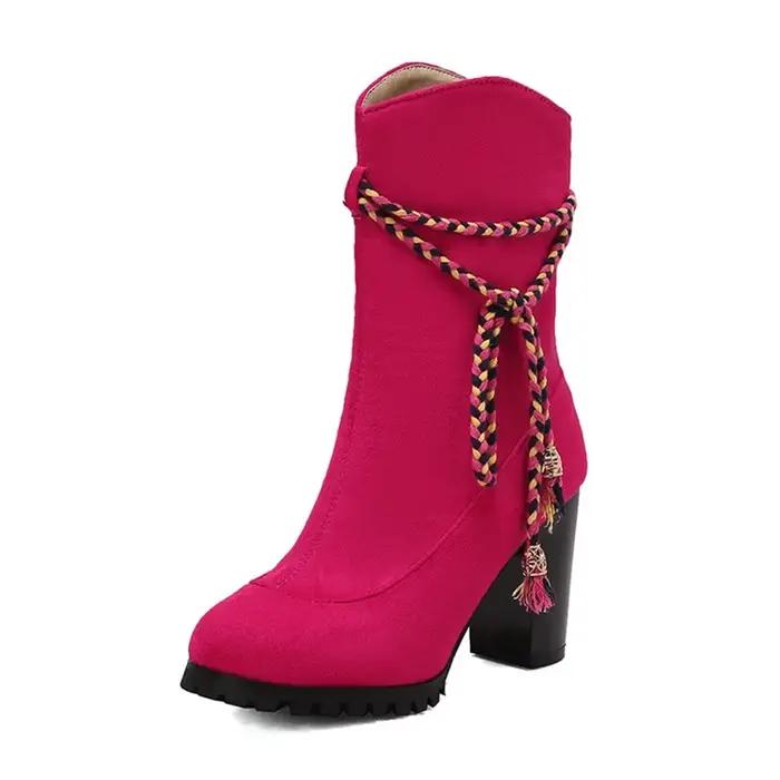 Botas De Mujer femmes bottes mode bout rond zip gland automne hiver talons hauts plate-forme bottes grande taille 33 49 50 T703-10