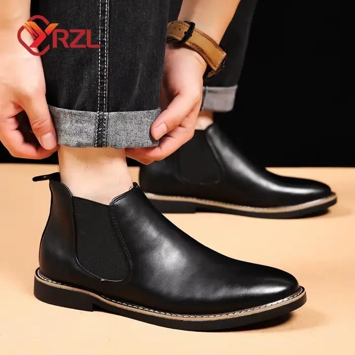 Bottes en cuir PU rétro confortables pour hommes ajustement parfait bottes chelsea couture vintage automne printemps ocassions spéciales