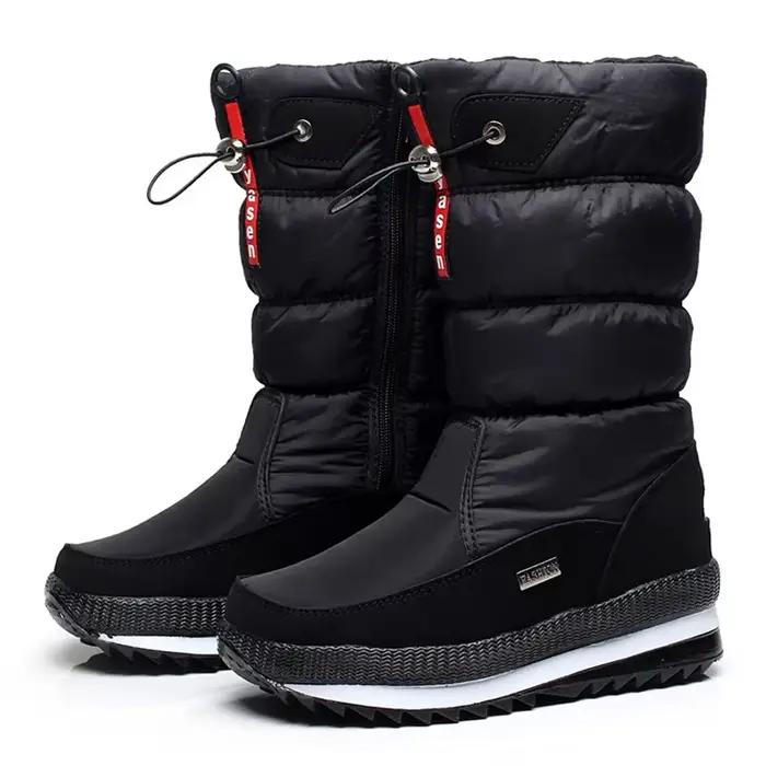 Mode chaud femmes botte femmes bottes de neige plate-forme bottes d'hiver imperméable bottes antidérapantes en peluche fourrure mi-mollet botte Botas Mujer