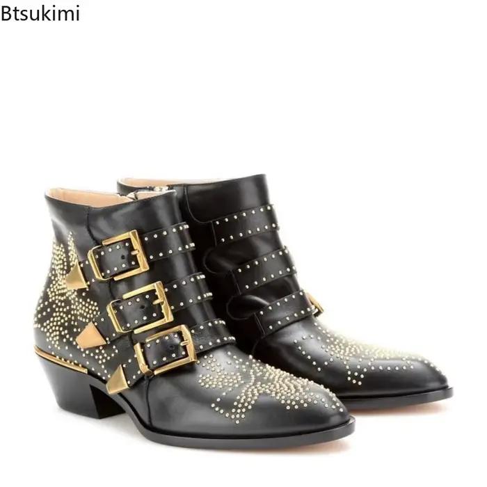Bottines de Cowboy en cuir véritable pour femme