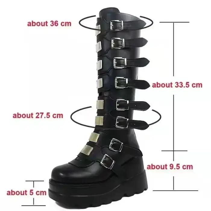 Bottes longues pour femmes chaussures gothiques plate-forme