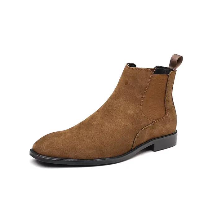 Bottes Chelsea en caoutchouc pour homme couleur pure style britannique à enfiler grandes tailles ocassions variées