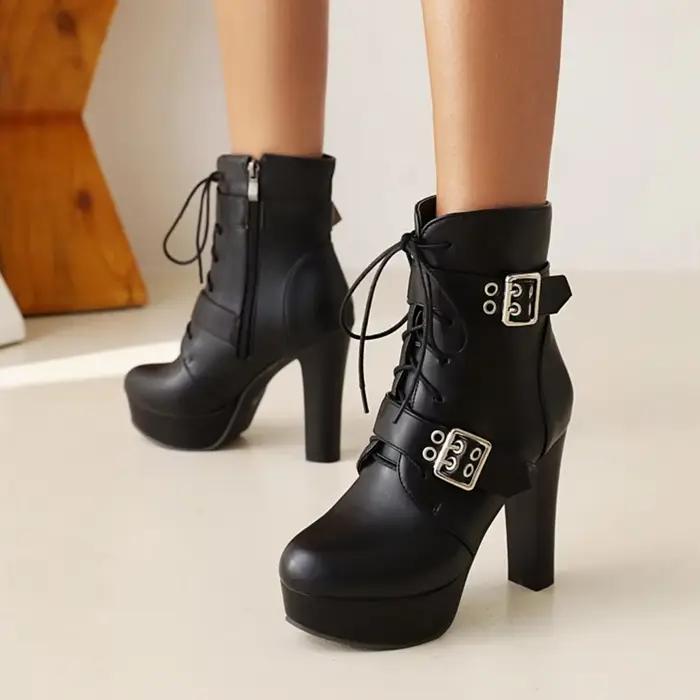 Bottines en cuir PU pour femmes