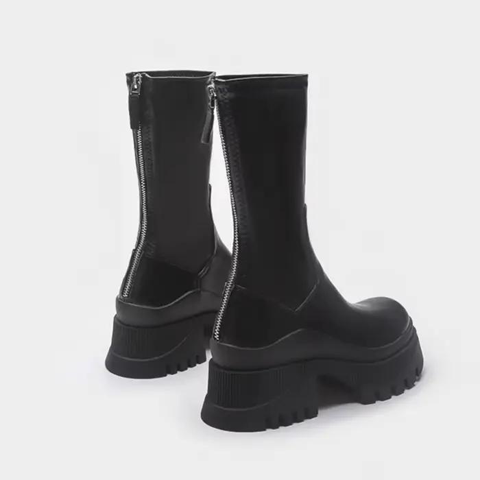 StephanBoots-Bottes Courtes Noires en Cuir group pour Femme