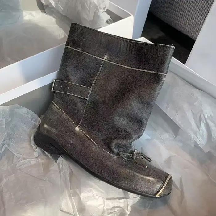 Femmes plate-forme bottines femmes semelle épaisse bout rond bottines botte courte hiver moto bottes Bottine mode confortable