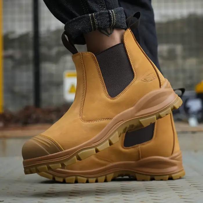 Botte de sécurité en cuir nubuck blé