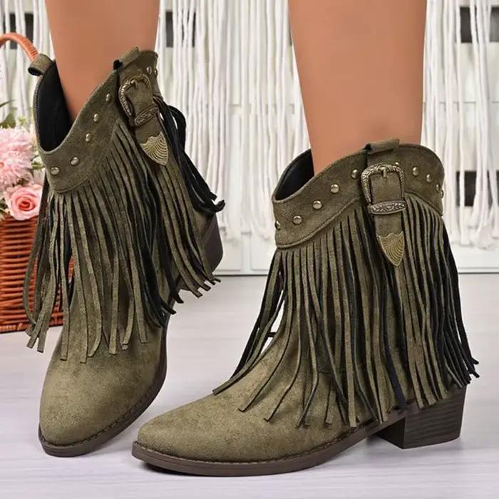 Vintage gland Detor bottines femmes printemps automne bout pointu talon carré bottes femme mode sans lacet grande taille chaussons dame