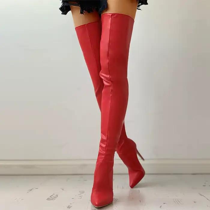 Femmes bottes grande taille talons hauts automne hiver Sexy sur genou