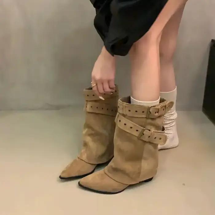 Bottes mi-mollet rétro pour femme