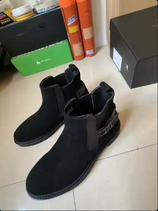 Chaussures montantes en cuir pour hommes, Chelsea britannique en cuir véritable, bottes pour hommes en cuir de velours inversé, chaussures pour hommes mates