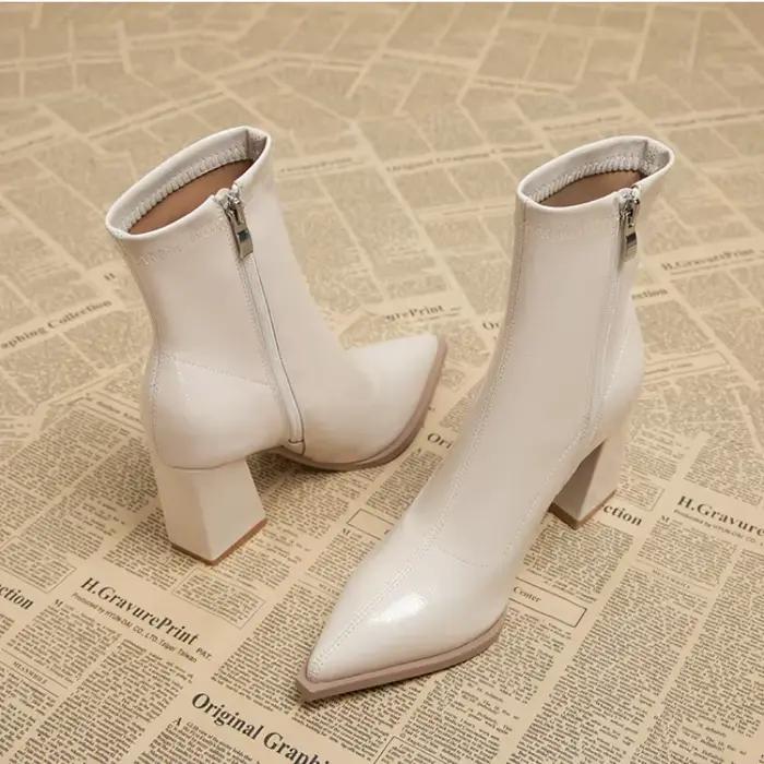 bottes pointues en velours pour femmes élégantes automne hiver bottes modernes bout pointu talon carré fermé ajustement parfait