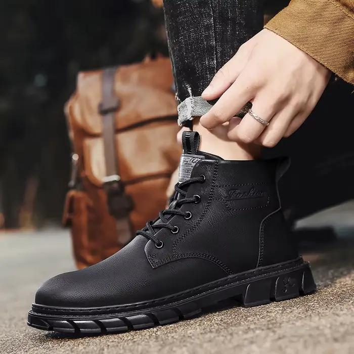 Bottines élégantes en cuir faites à la main pour homme - Idéal pour printemps automne - Tailles variées - Style concis - Occasions spéciales et quotidiennes