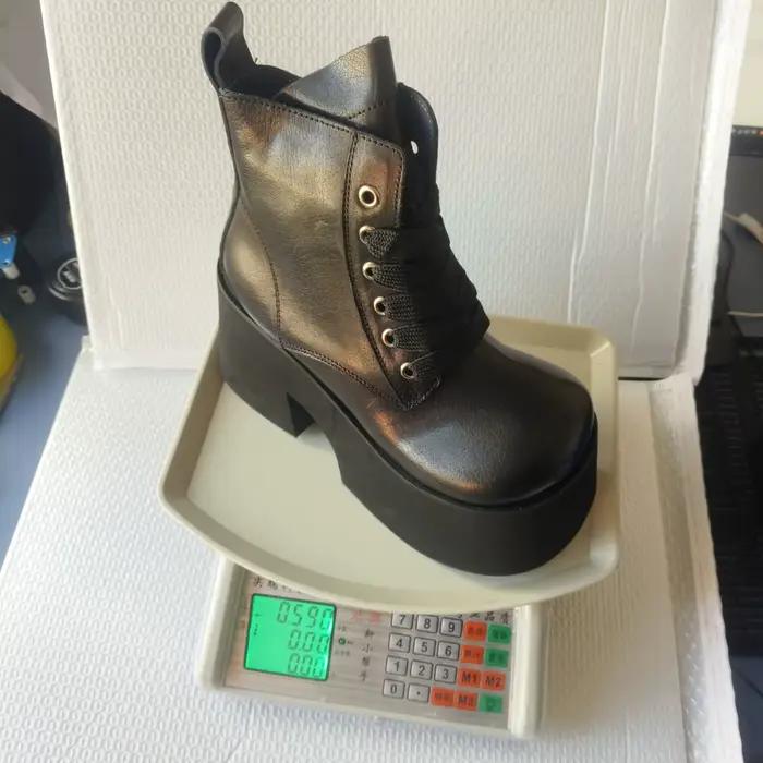 SXMMLJ 10.5cm vache en cuir véritable plate-forme compensée ZIP bottines automne chaussures de luxe mode femmes printemps britannique gros orteil pompes