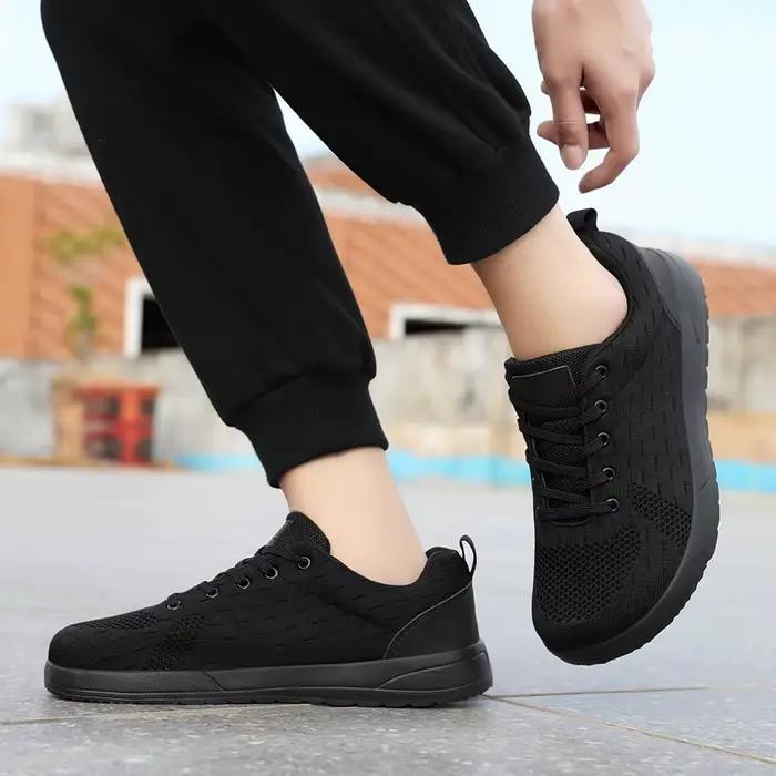 Chaussures de marche à bout large pour hommes et femmes, grande taille 36-46, chaussures de sport en tricot respirantes pour hommes, baskets antidérapantes unisexes pour l'extérieur