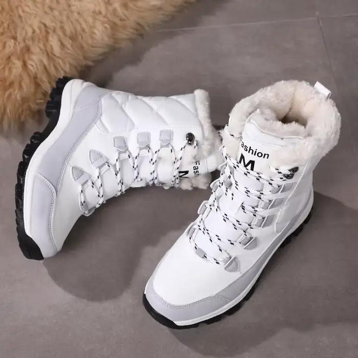 Nouvelles bottes d'hiver pour femmes, bottes de neige hautes, imperméables, bottes de cheville pour femmes, épaisses, chaudes, bottes de randonnée en neige, chaussures de sport en coton d'extérieur