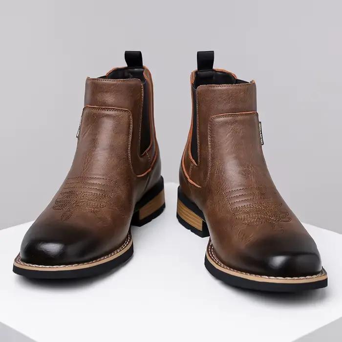 Bottes Chelsea marron tendance pour hommes, style britannique, chaussures montantes à lacets, bout pointu, bottines à la mode pour homme