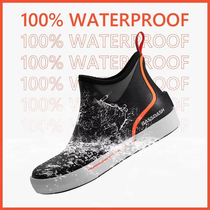 BASSDspatule-Bottes de pont de pêche imperméables pour hommes, bottes de rinçage en caoutchouc coordonnantes, chaussures de pluie pour la bateau, le jardinage, le travail, 4.5"