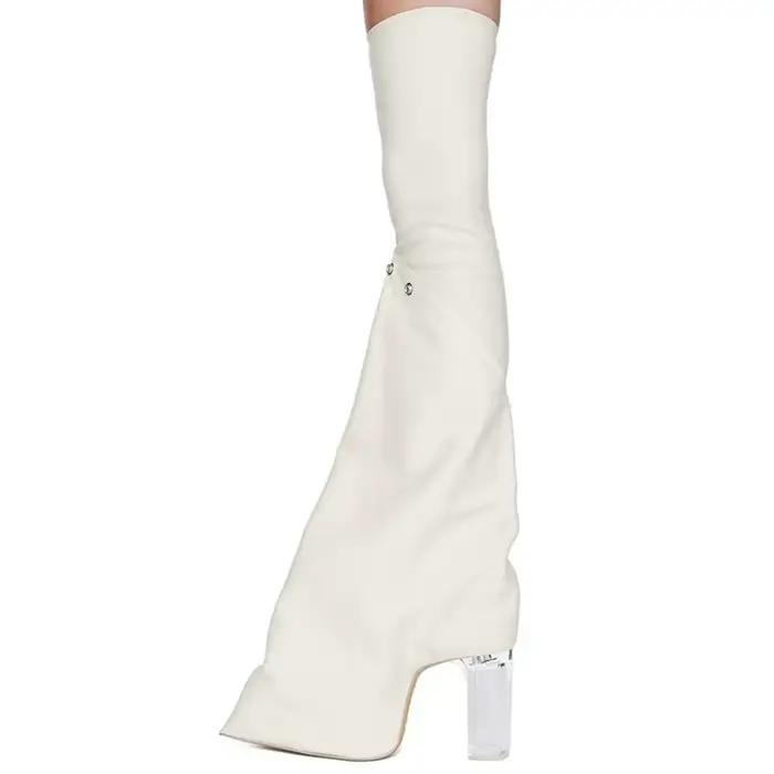 Bottes au dessus du genou pour femmes, bout pointu, talons bruts, semelle épaisse, bottes longues, chaussures de fête Sexy pour dames, 2026