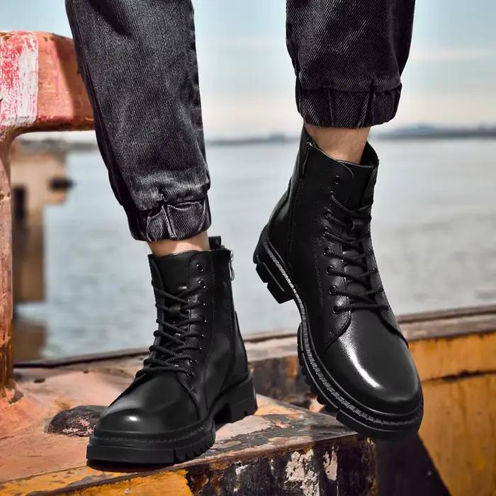 Bottes en cuir véritable pour hommes