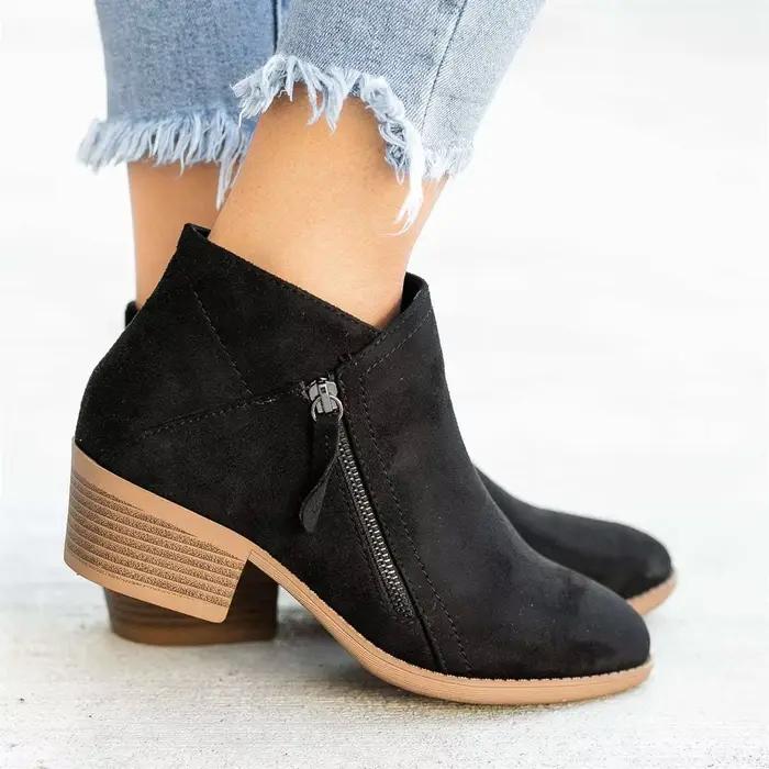 Bottes Chelsea en daim pour femmes, bottines à plateforme, bottes de rinçage à talons, fermeture à glissière latérale, mode automne, 2023 élégantes pour femmes occasions spéciales