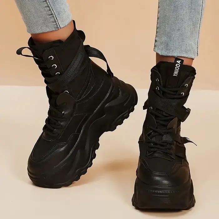 Bottines confortables à plateforme épaisse Y2K pour femme