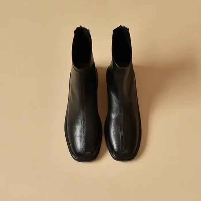 Bout carré élastique femmes bottines automne hiver doublé polaire femme chaussures courtes chaussons en cuir vente Goth tendance 2025 botte