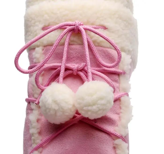 Bottes de neige roses pour femmes style punk hiver mi-mollet doublure tissu en coton semelle en caoutchouc pour femmes grandes aventures hiver