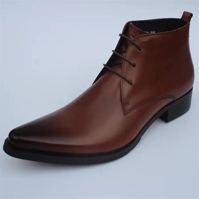 Version européenne de bottes montantes en cuir pour hommes