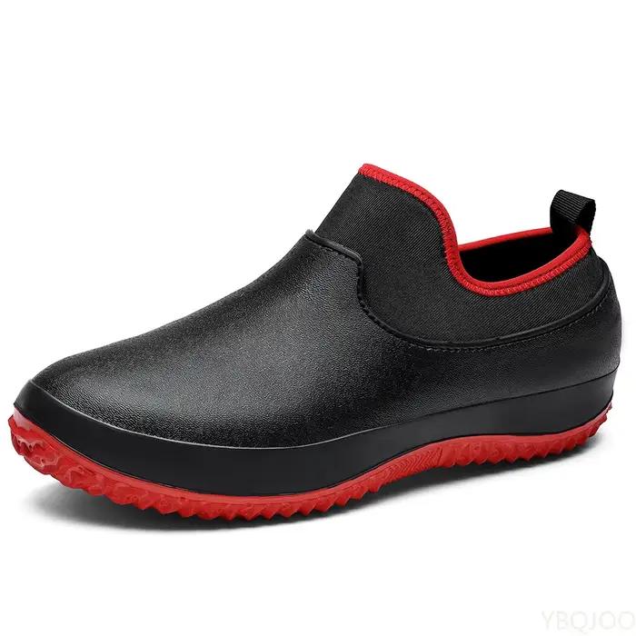 Bottes de pluie courtes imperméables en caoutchouc pour hommes, confortables et antidérapantes, chaussures de chef de travail et bottes de pêche pour temps pluvieux