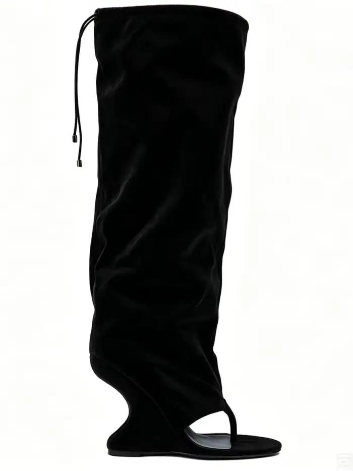 Bottes Gioio en cuir synthétique pour femmes, talons inclinés irréguliers, bout à clip, haute cheville, printemps automne, élégance chic pour femmes occasions spéciales