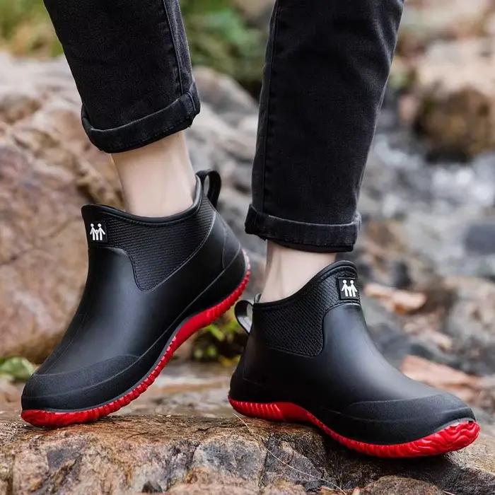 Bottes de pluie courtes en caoutchouc résistantes à l'eau pour femmes et hommes, pour randonnées, camping et promenades sous la pluie