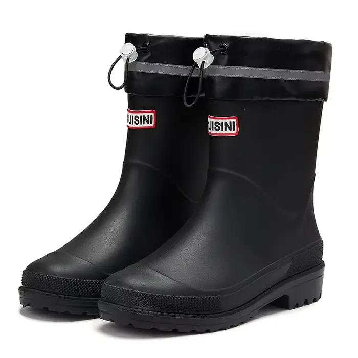Bottes de pluie mi-mollet pour femmes, imperméables, antidérapantes, résistantes à l'usure, lavables en machine, chaussures de travail d'extérieur