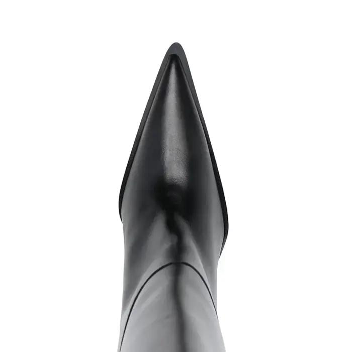 Bottes mi-mollet pointues à talon étrange en microfibre pour femmes, style rétro, couleurs mixtes, idéales pour les sorties nocturnes et les occasions spéciales