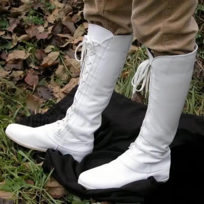 Bottes de Pirate d'halloween en cuir rétro médiéval pour femmes et hommes, chaussures de princesse Prince Knight Cosplay gothiques pour fête de carnaval