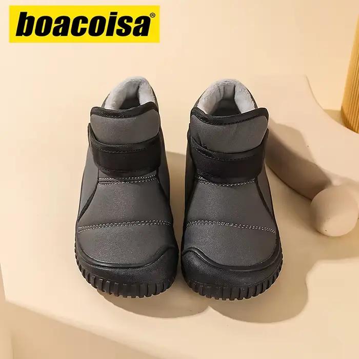 Bottes courtes d'hiver pour enfants, chaussures d'extérieur antidérapantes, imperméables, en peluche douce, pour filles et garçons, baskets chaudes et imperméables pour enfants