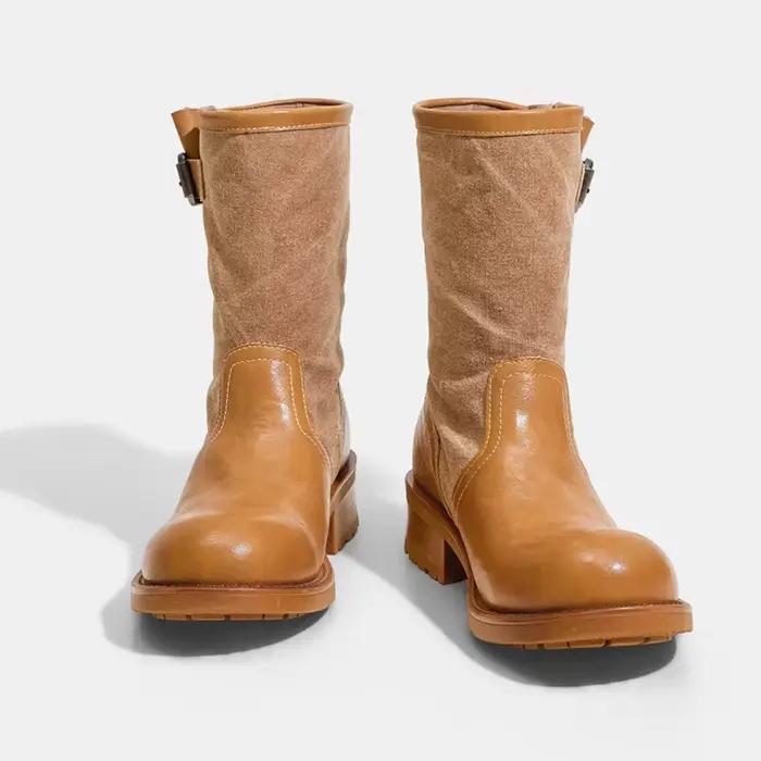AIYUQI Bottines et bottes courtes pour femmes, bottes de moto antidérapantes, bottes en toile respirantes de style britannique pour femmes