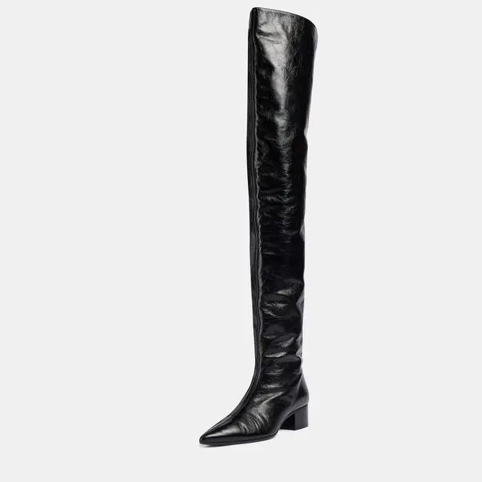 Arden Furtado Noir Bottes au dessus du genou Bout pointu Slip-on Talon moyen