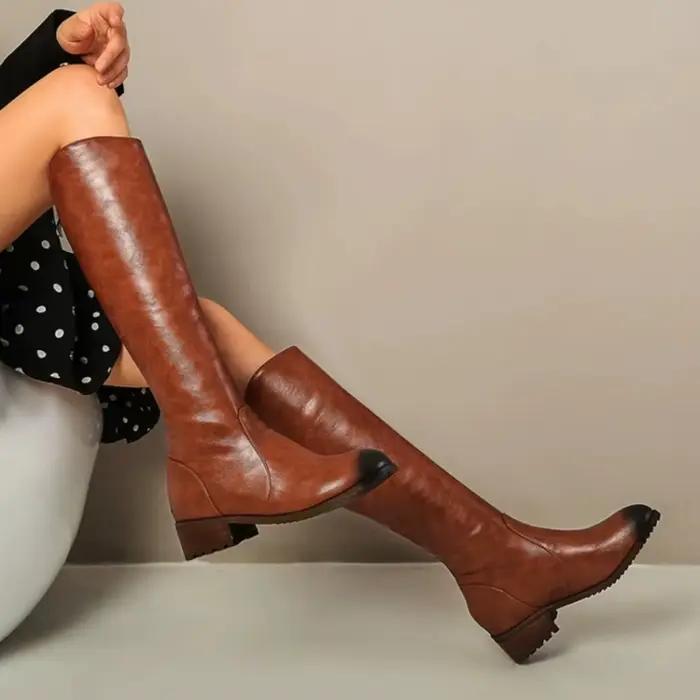 Cuissardes hautes à talons carrés pour femme