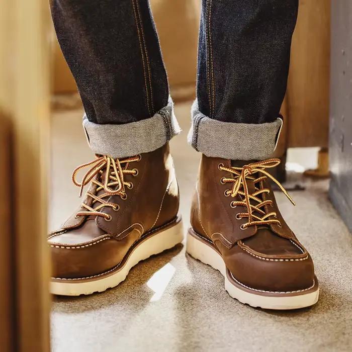 Maden Vintage 875 bottines véritable Crazy Horse cuir bout rond Durable haut à lacets bottes pour l'hiver automne chaussures de travail